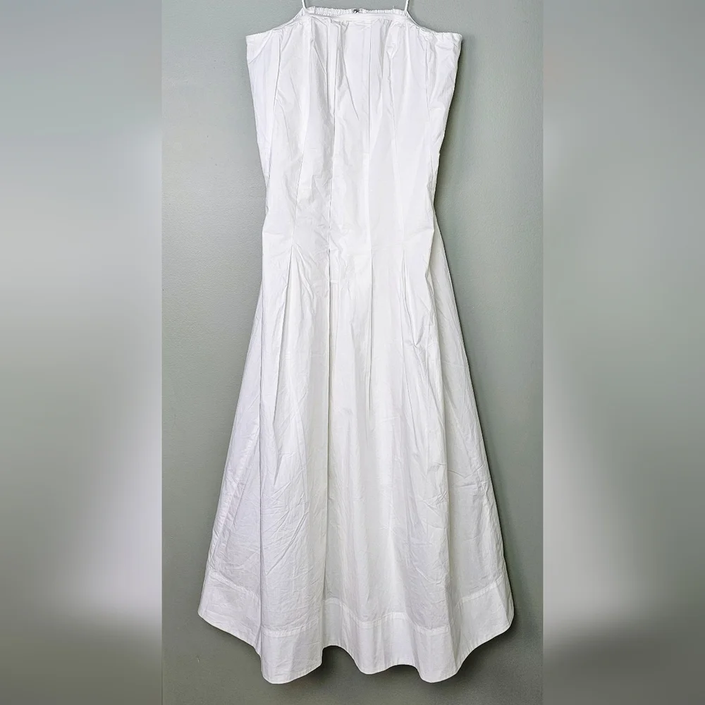 Mare Mare x Anthropologie White Strapless Seamed A-Line Midi Dress, XL